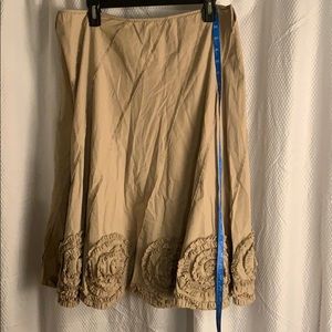 Cute khaki detailed midi flare skirt